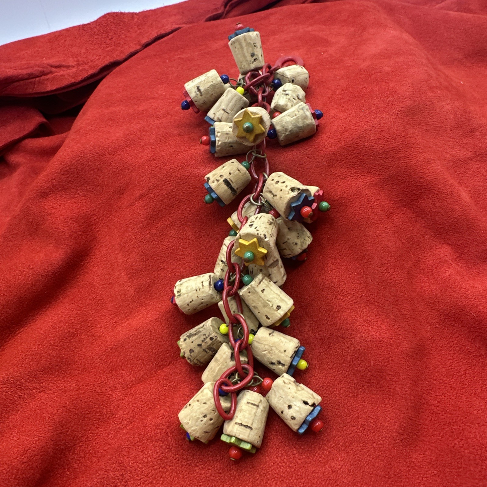 Exclusive Depression Era Cork and Multicolored Bakelite Bracelet. See pics.