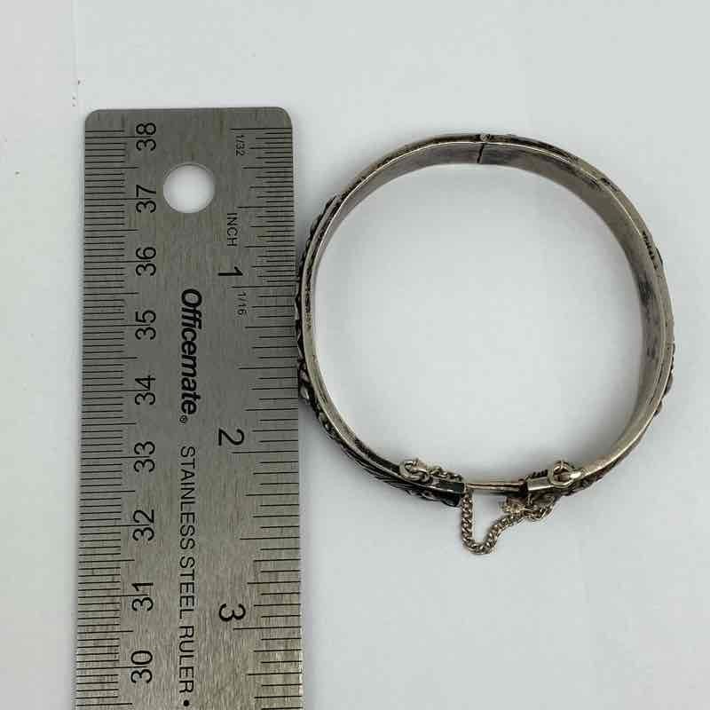 Mexican Sterling Silver 925 Floral Bangle Bracelet 5 7/8″ & Engraved Ring Size 4