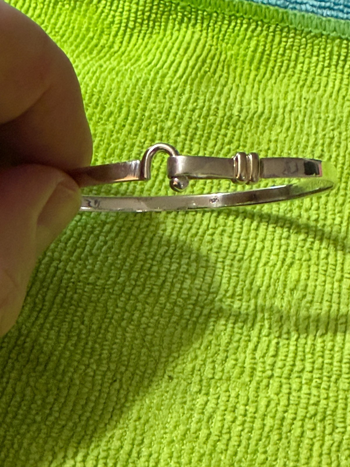 925 Sterling Silver Hook and Eye Bangle Bracelet Cape Cod Style Loop Cuff 9g