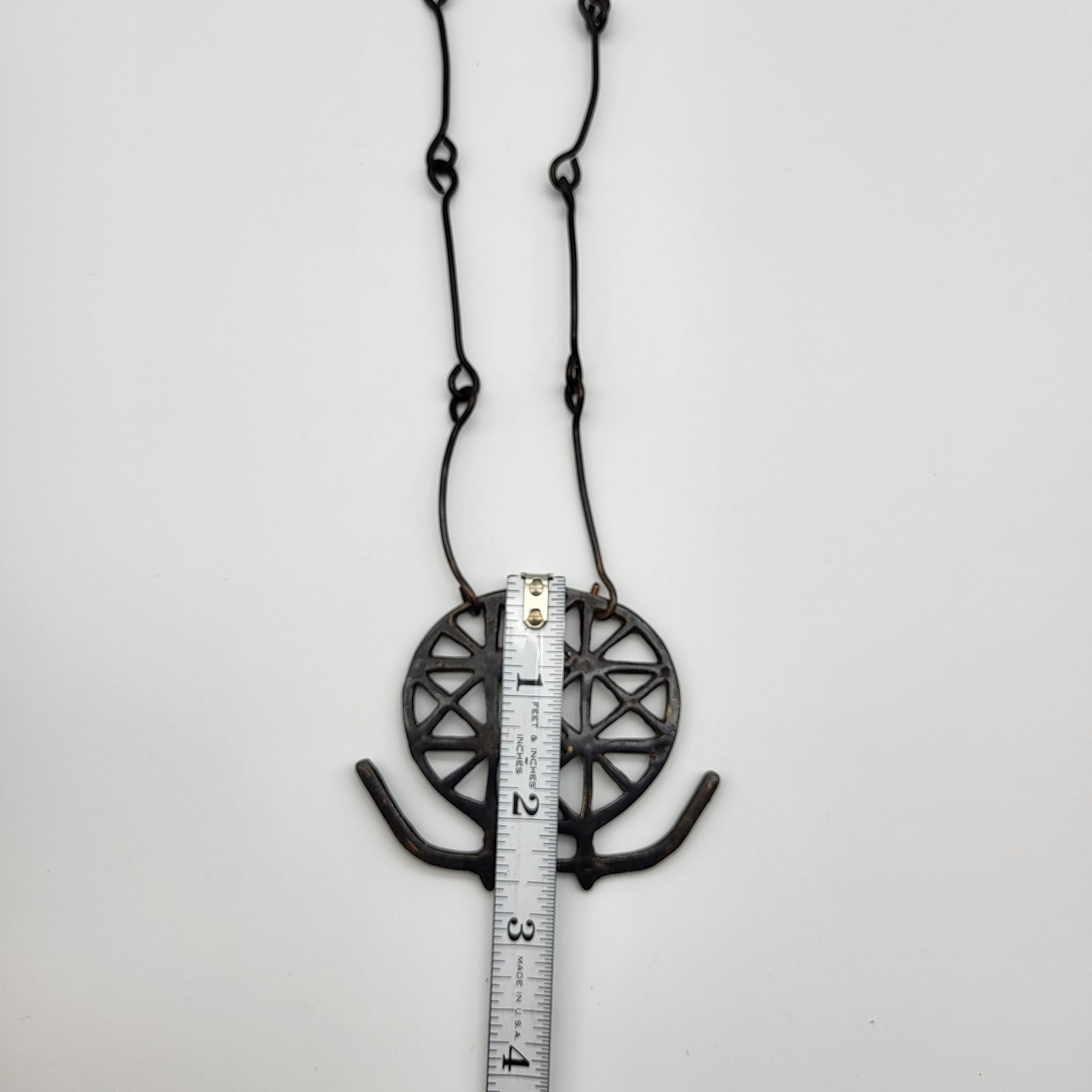 Antique Wrought Iron Artisan Necklace Bold Geometric Estate