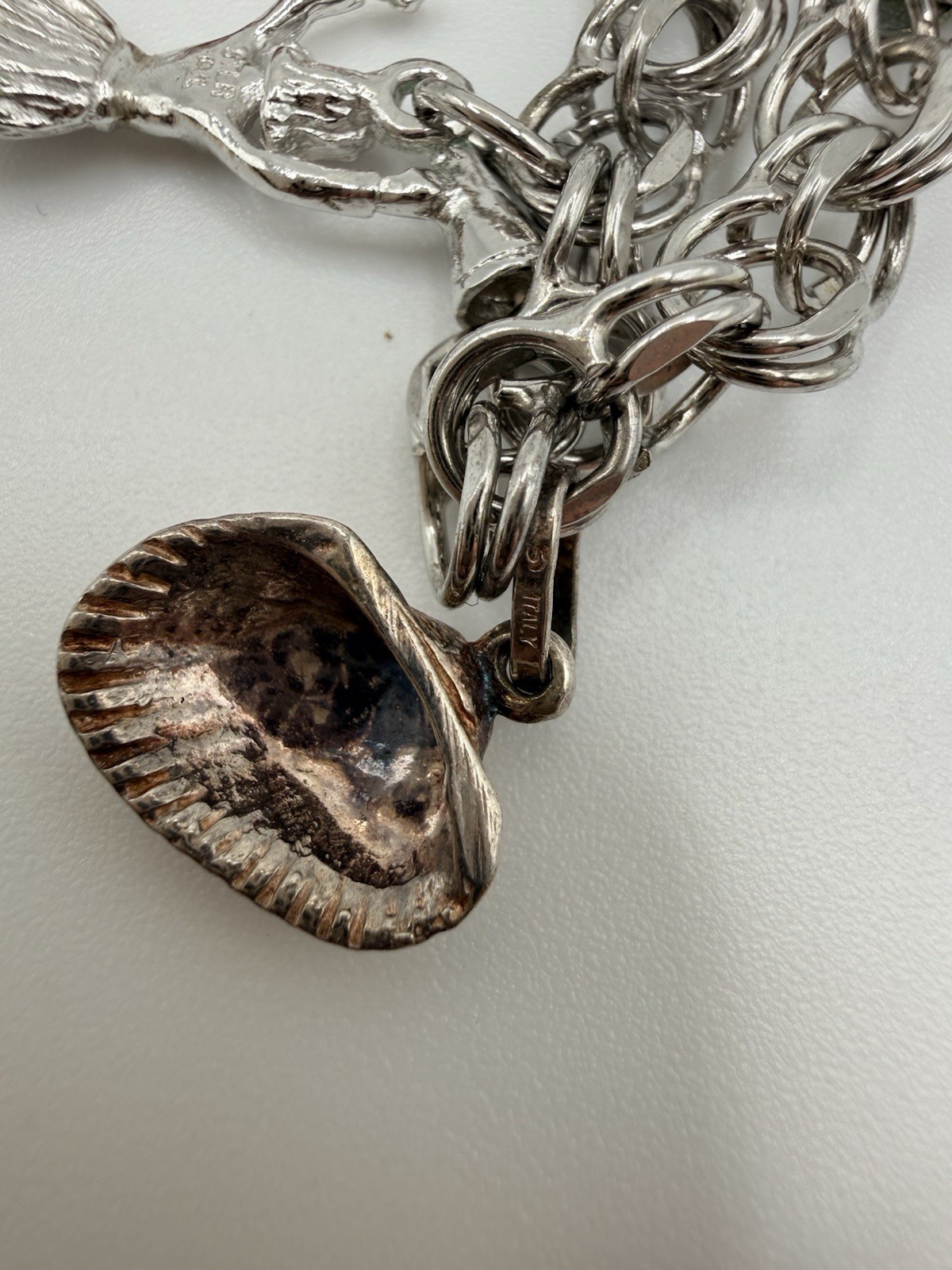 Sterling Silver Charm Bracelet Vintage Mixed Charms Heart Seahorse Cheer 30g U4
