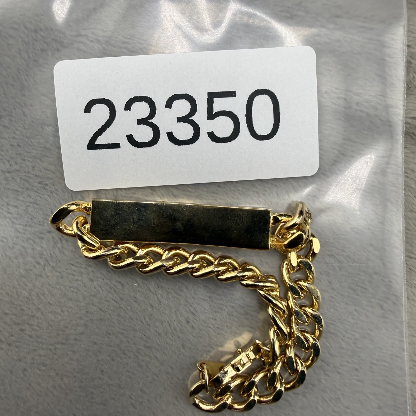Vintage ID Bracelet Gold Tone Blank 7”