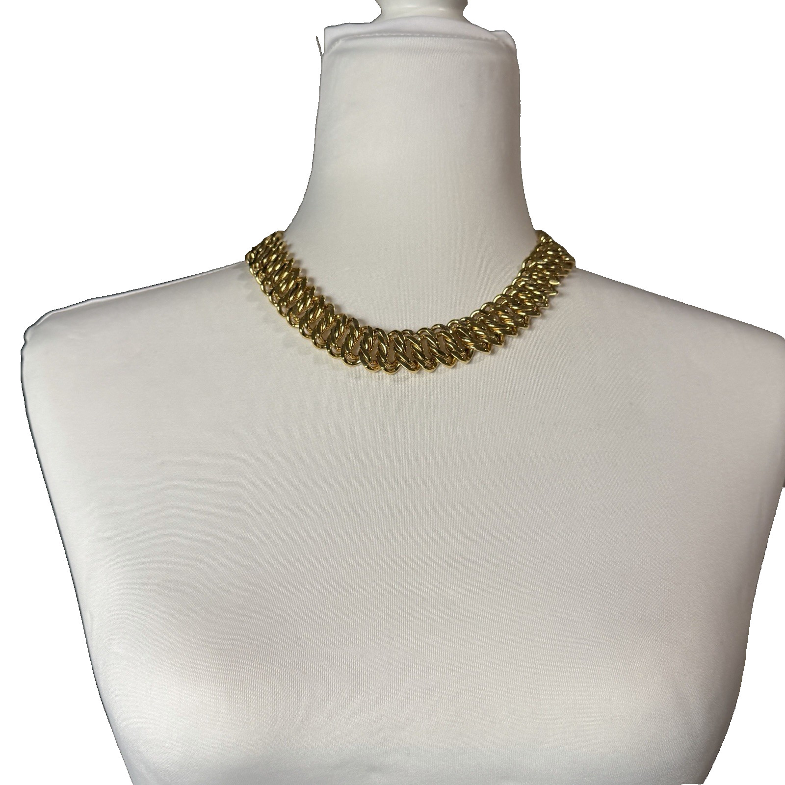 Vintage Napier Gold Tone Chain Necklace Chunky 3/4″ Wide Statement 1980s 18″