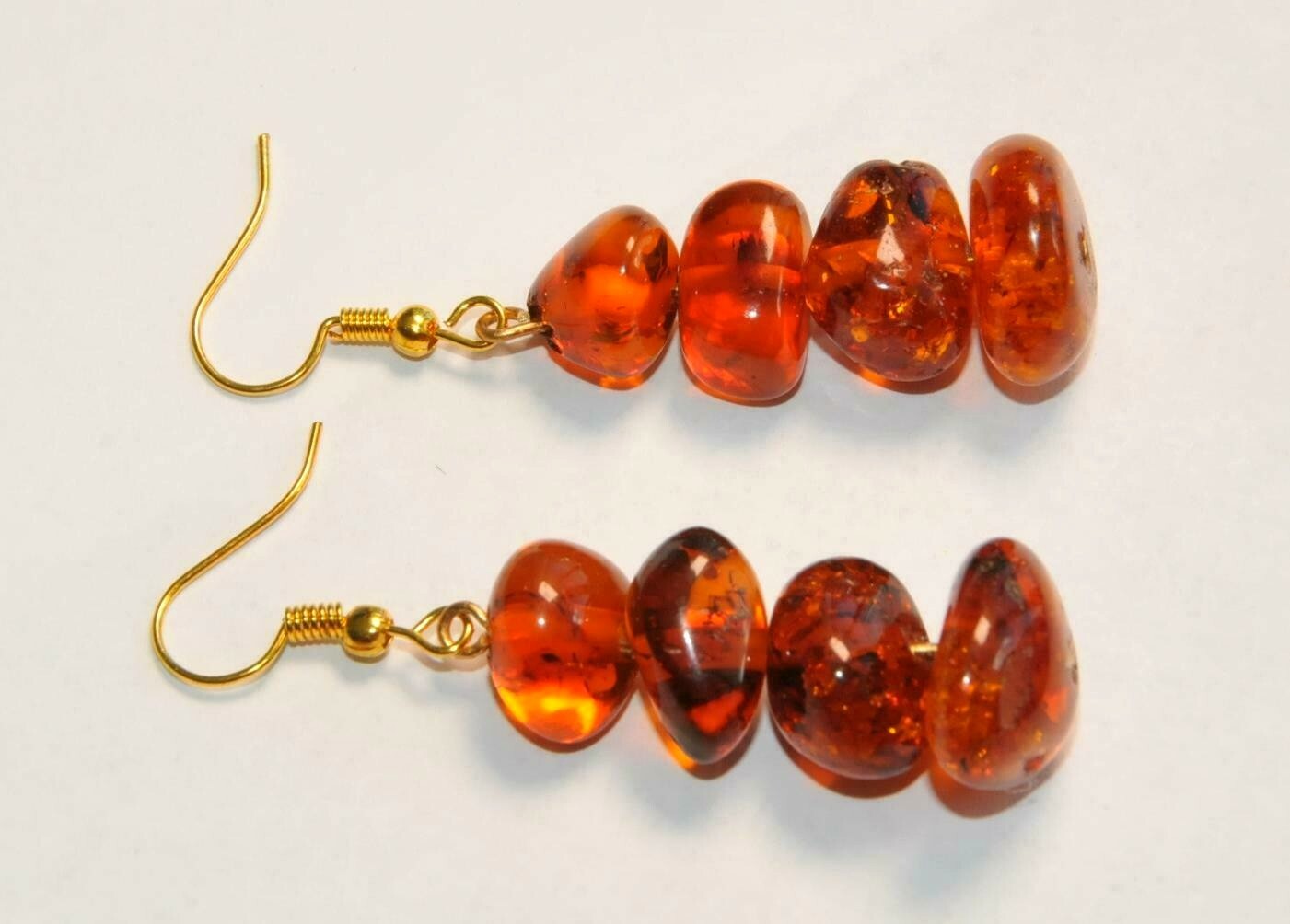 VINTAGE RUSSIAN SOVIET BALTIC SEA AMBER EARRINGS 老琥珀 USSR KALININGRAD STONE ROCK
