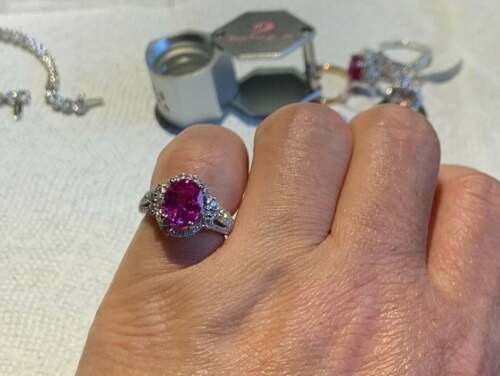 Art Deco Antique 3.40 Ct Pink Sapphire Vintage Wedding Ring 925 Sterling Silver