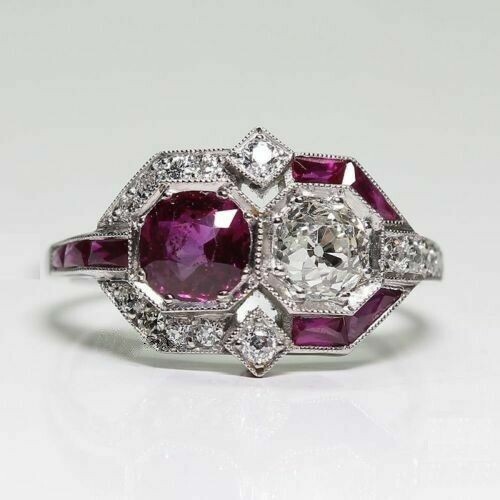 3Ct Vintage Art Deco Style Lab Created Diamond Engagement 14K White Gold FN Ring