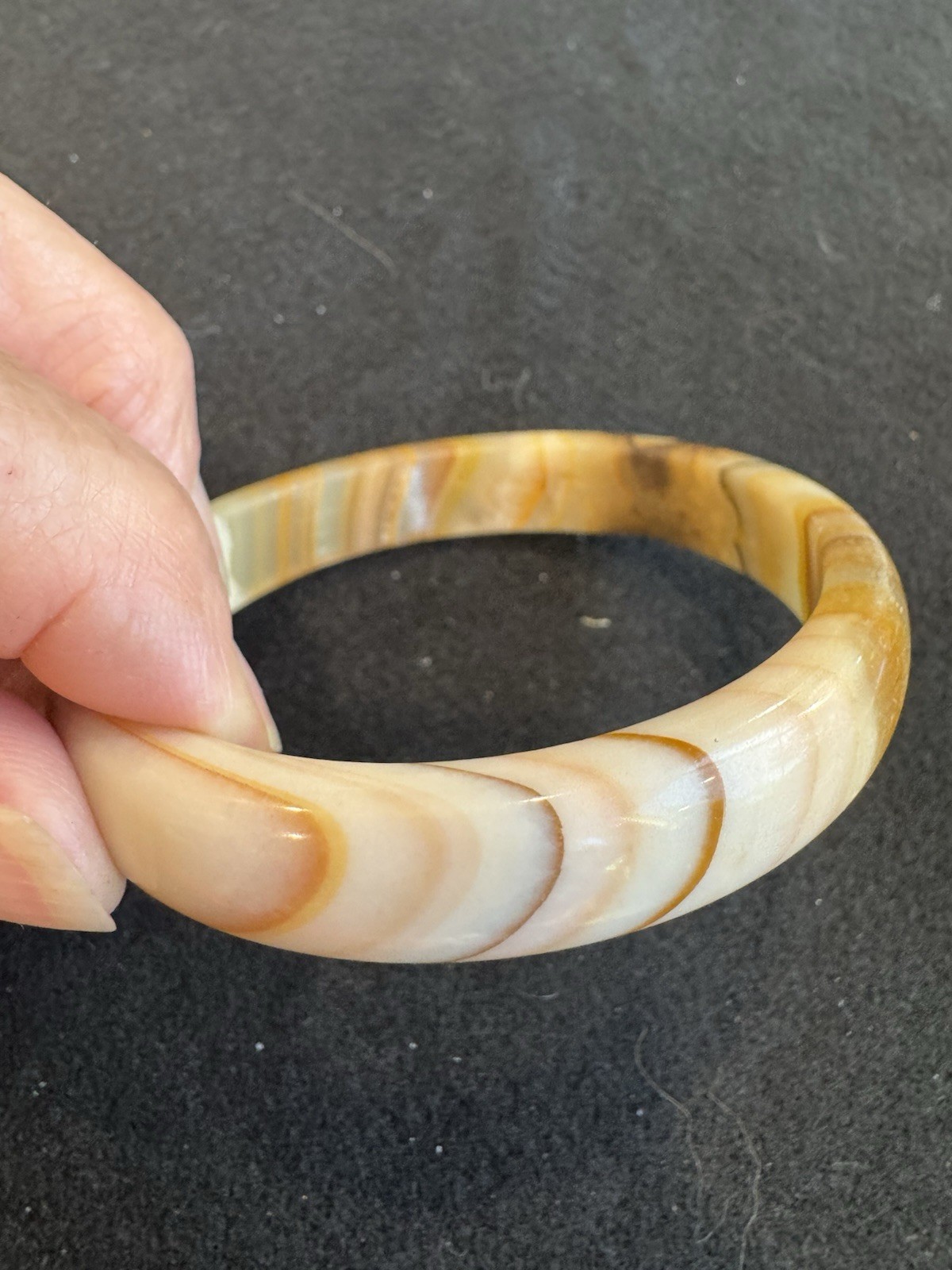 Vintage Vintage Natural Agate Banded Bangle Bracelet