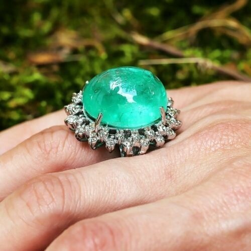 5.20.Ct Natural Emerald Antique Art Deco Vintage Engagement Ring 925 Silver