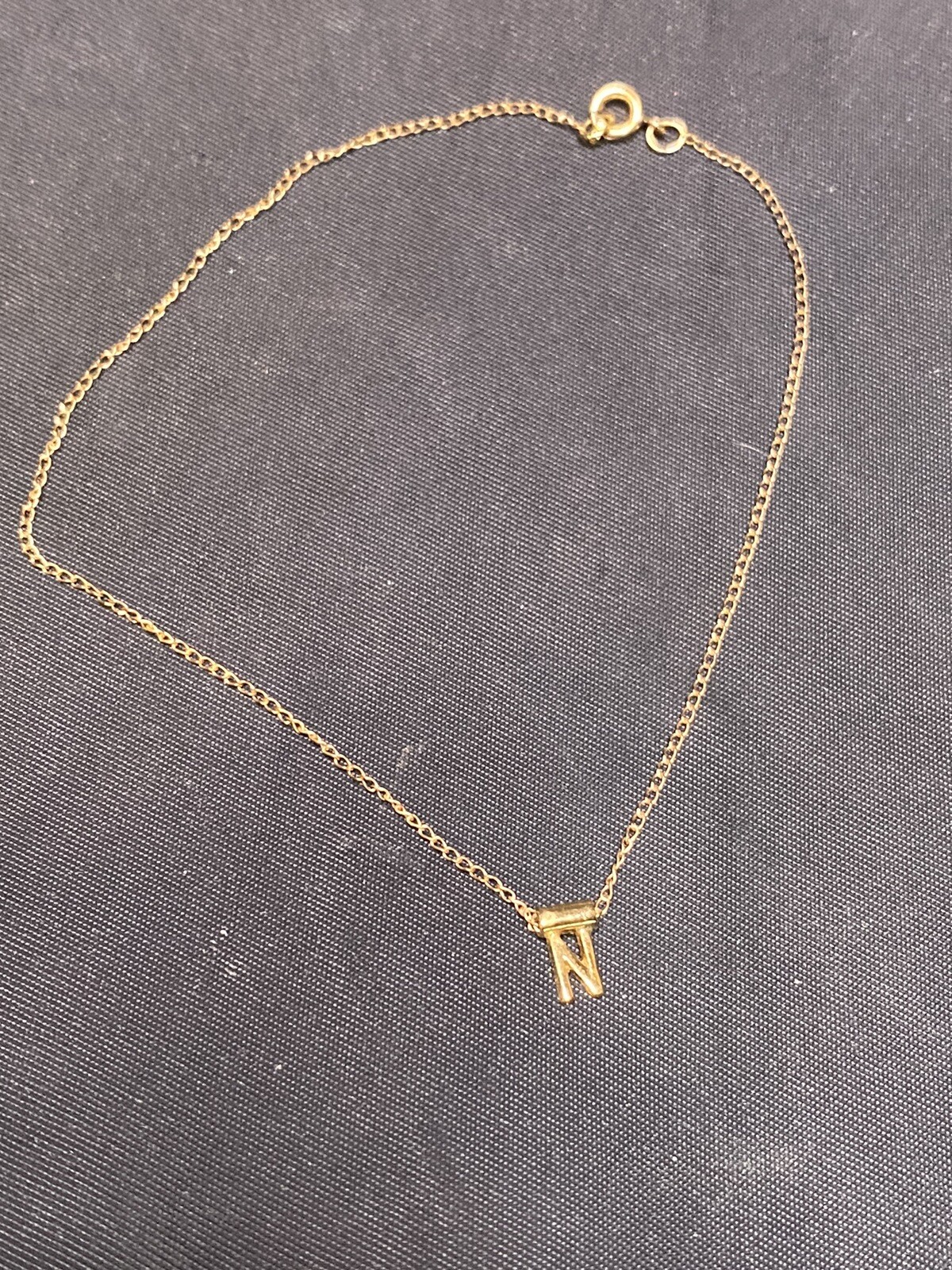 VINTAGE 1/20th 12k GF LETTER N 9” ANKLE BRACELET