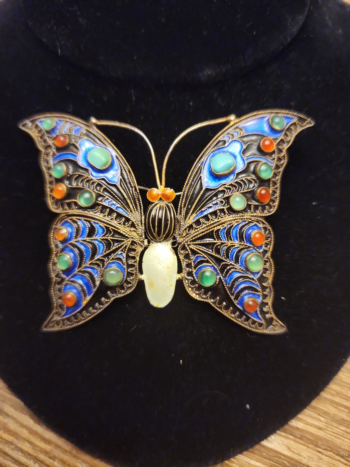 1992 MMA Cleo Butterfly Brooch Enamel Figural Pin Marked MMA Cleo