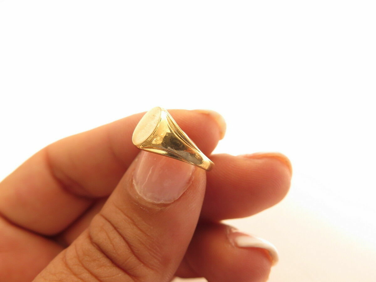 Vintage Grooved Edge Signet Rings*Gold Plated Blank Monogram Esposito ESPO*A814