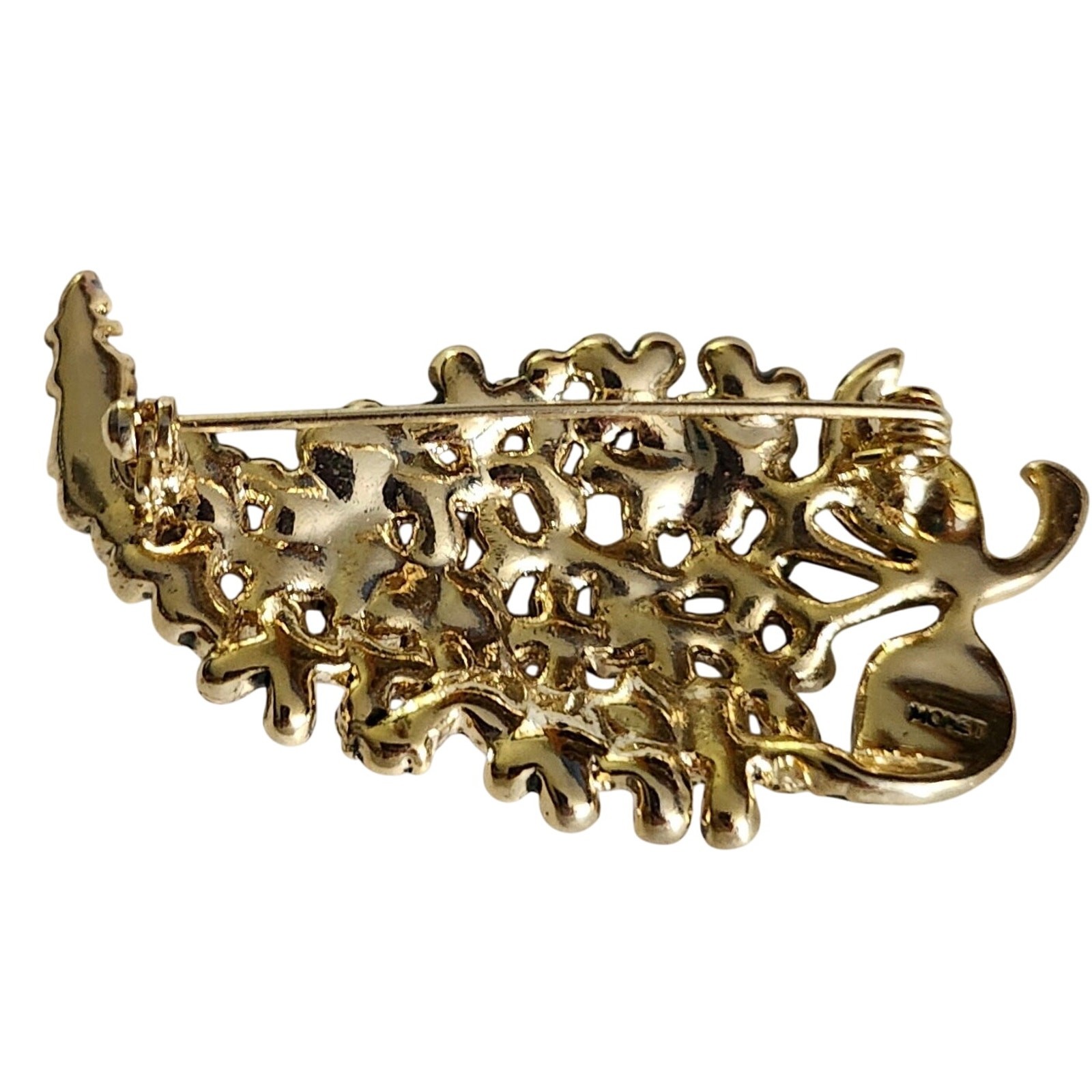 Vtg Monet Gold Tone Enamel Rhinestone Wisteria Flower Pin Brooch