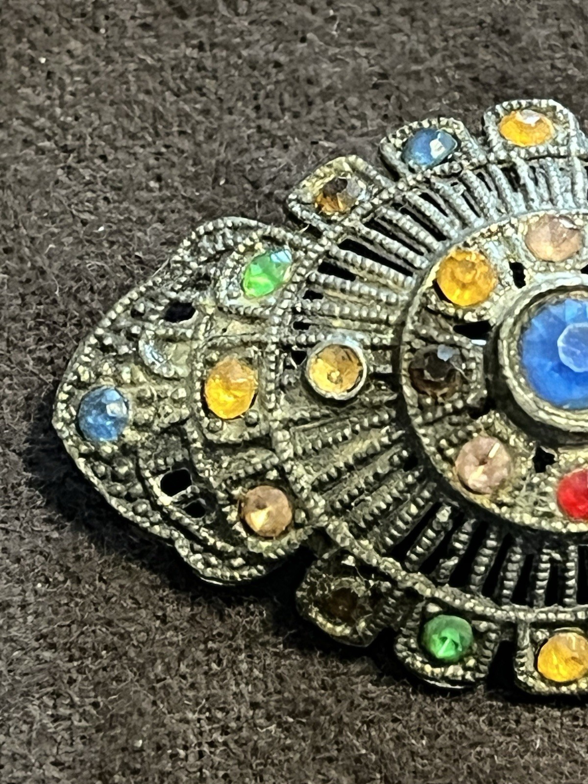 Little Nemo Art Deco Rhinestone Brooch/Pin, Silver Tone Vintage, 1.75″L x 1″W