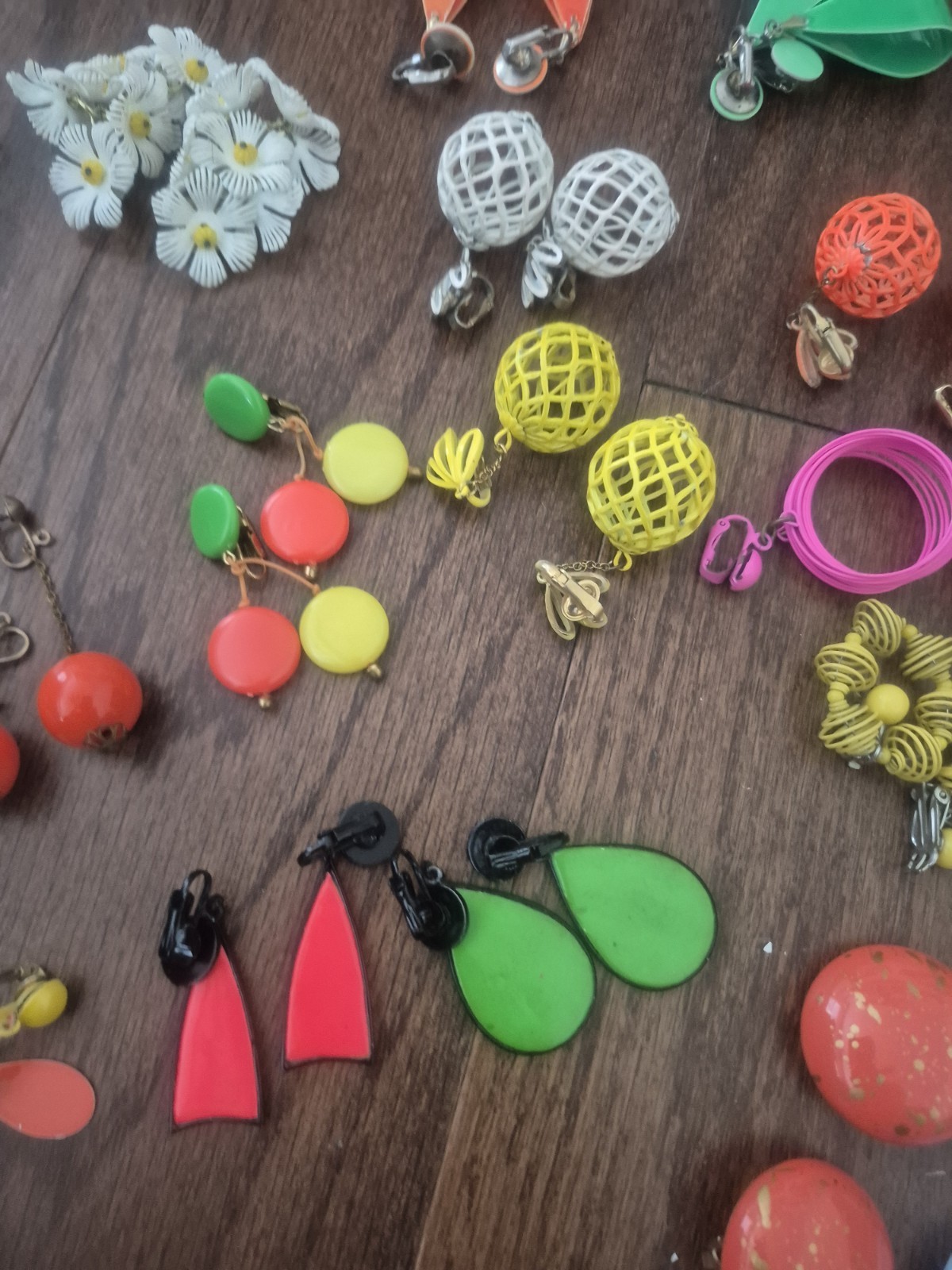 Vintage s Big Bold Retro Earrings Lot Bright Colorful Funky