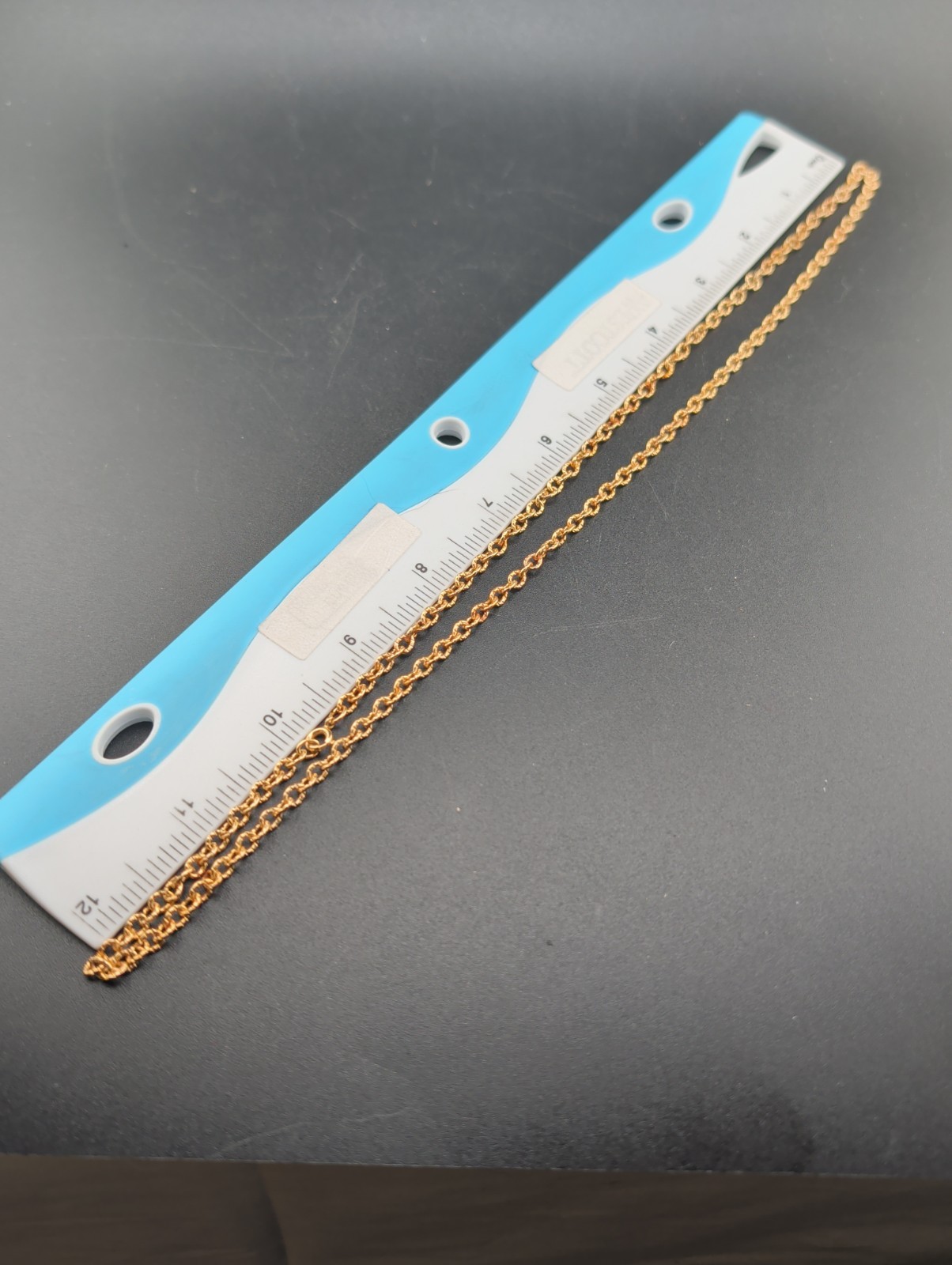 Gold Tone Textured Link Chain Necklace Fashion Costume Jewelry 4mm 24″ Unmarked
