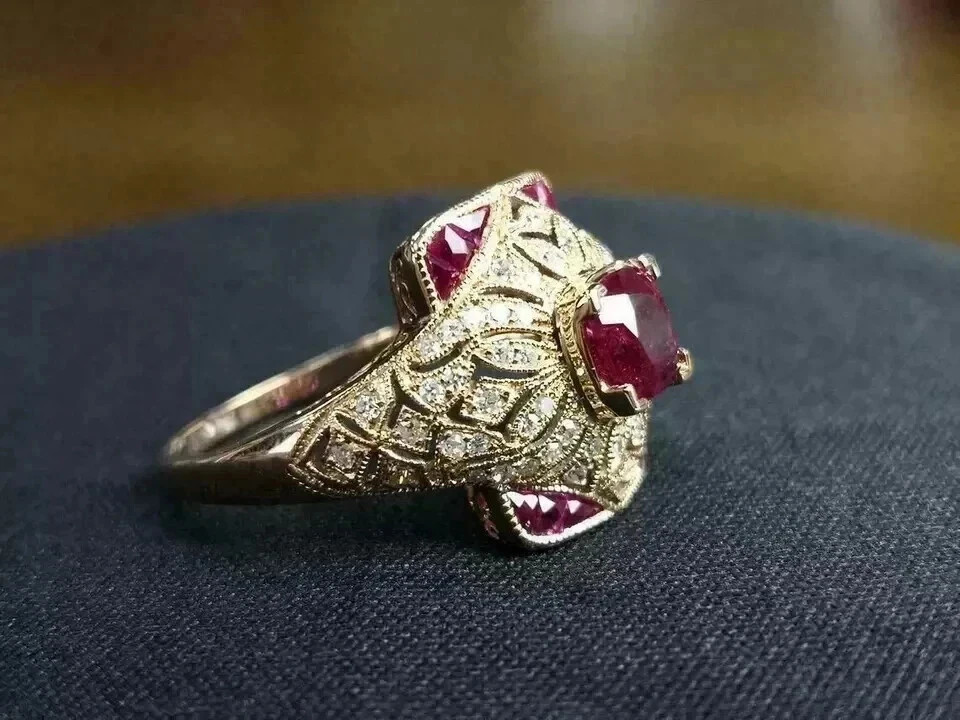 Stunning Art Deco Style Round Cut Lab Created Diamond 925 Silver Birthday Ring