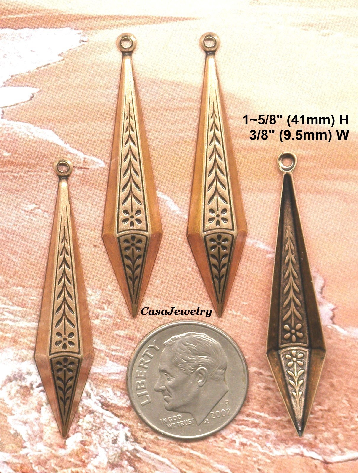 #0496 ANTIQUED GOLD CELTIC TEARDROP PENDANT/ER W/TOP HANG RING – 4 Pcs
