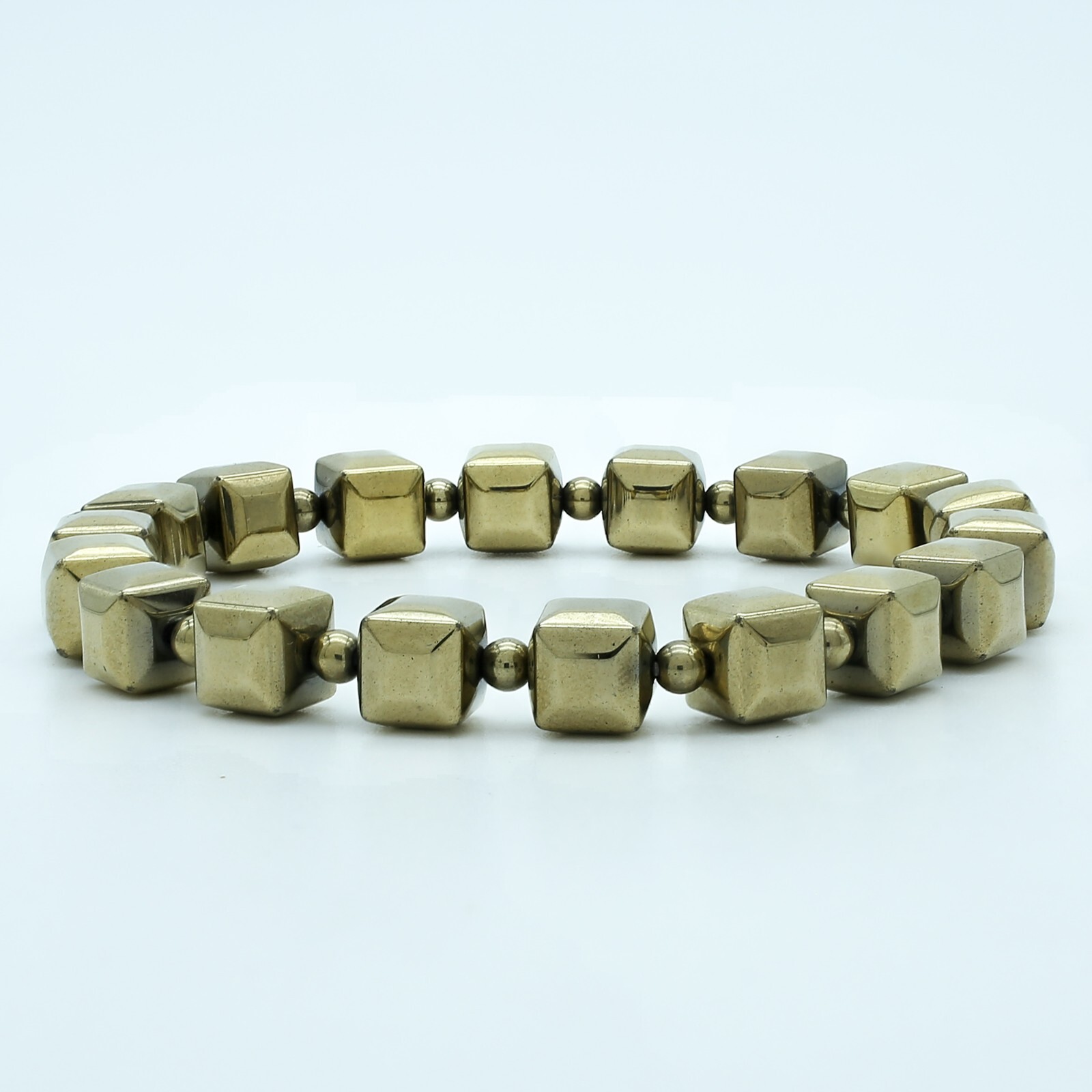 Golden Pyrite Bracelet for Men & Women Stylish Gold Color Unisex Fashion Jewelry