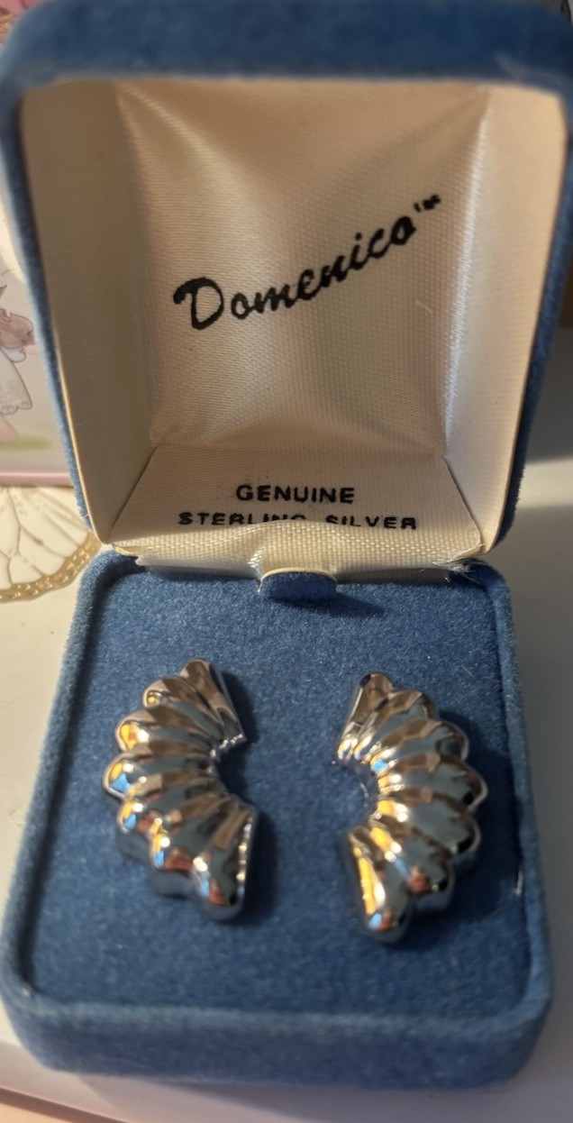Vintage Domenica 925 Sterling Silver Statement Earrings Unworn In Box