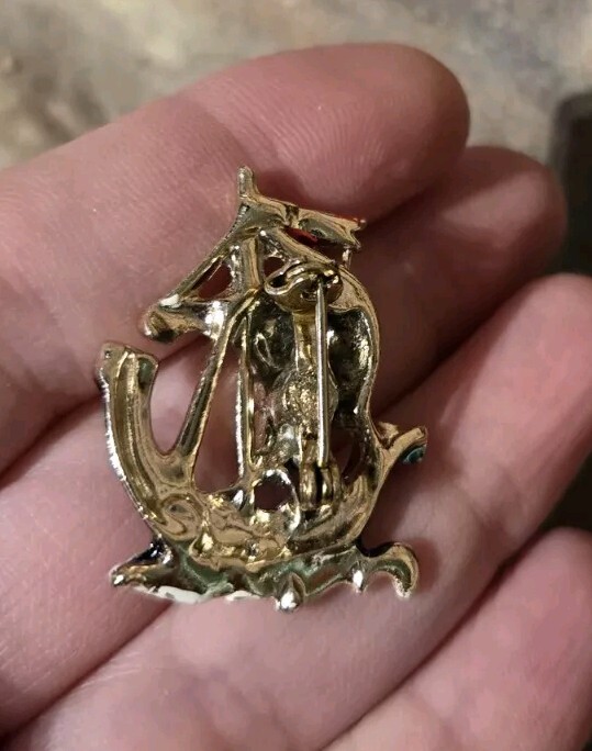 Brooch Pin Vintage Enamel Metal Ship Brooch Pin Pirates Vikings