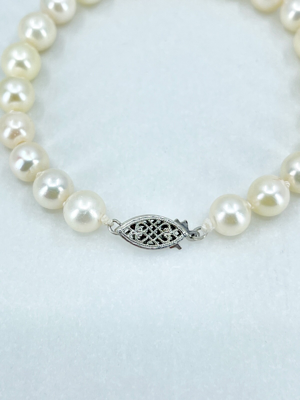 Vintage 7-7.50 Japanese Akoya Cultured Saltwater Pearl Bracelet Sterling Silver