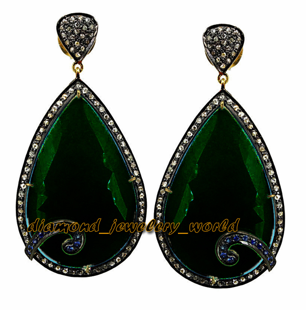 Amazing 1.65ctw Rose Cut Diamond Gemstone Studded Silver Vintage Earring Jewelry