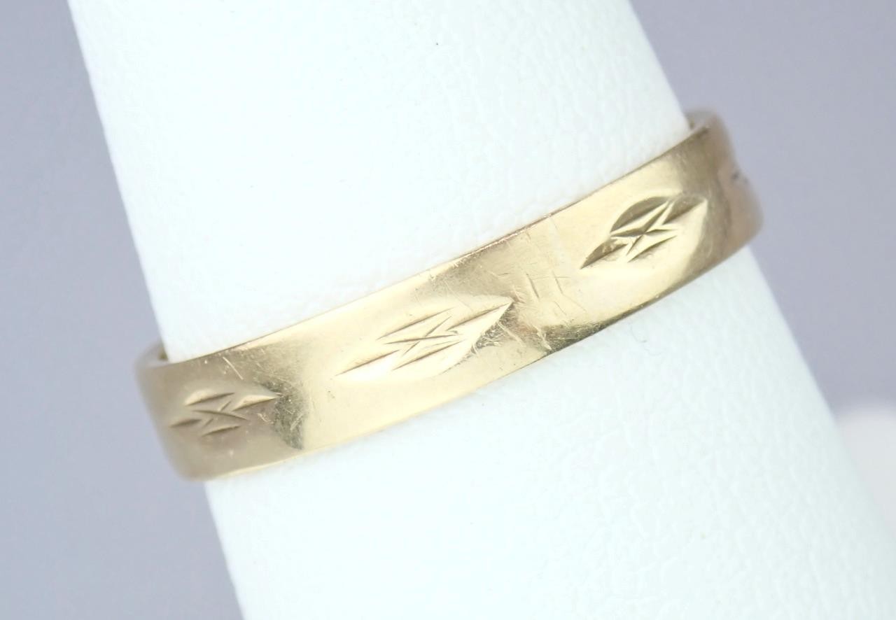 Super Vintage 1980s Solid 9K Gold 3.6mm Diamond Cross Wedding Band Ring 1984 6.5