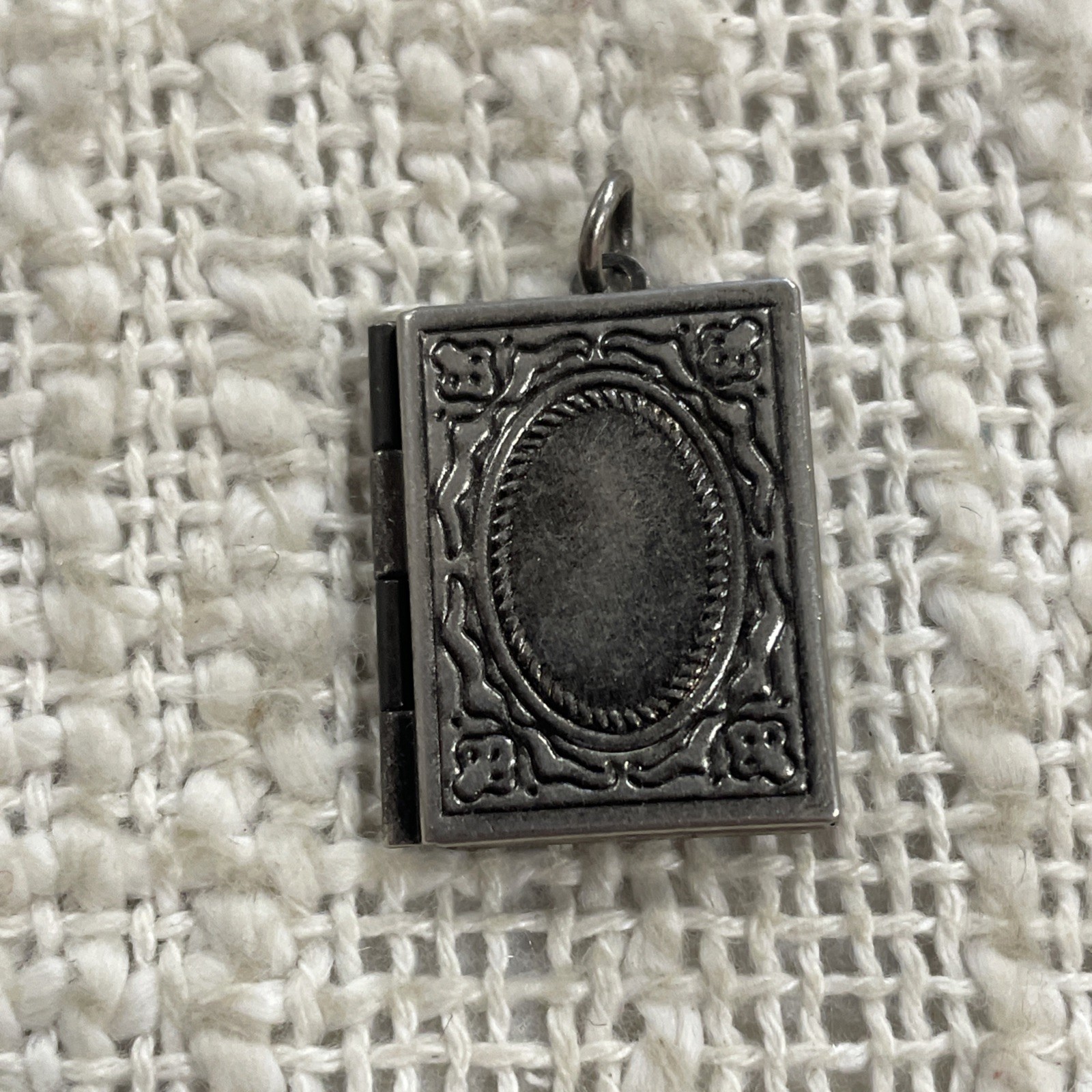 Vintage Silver Toned Book Locket Charm Pendant