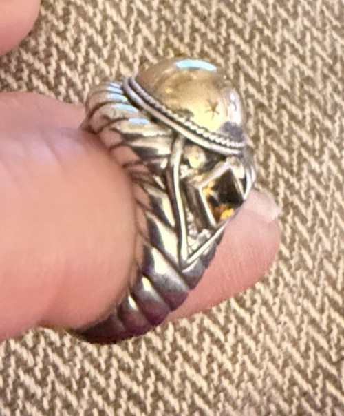 Robert Manse Sterling Silver Dome Ring 18k Gold Accents Citrine Size 6 Vintage