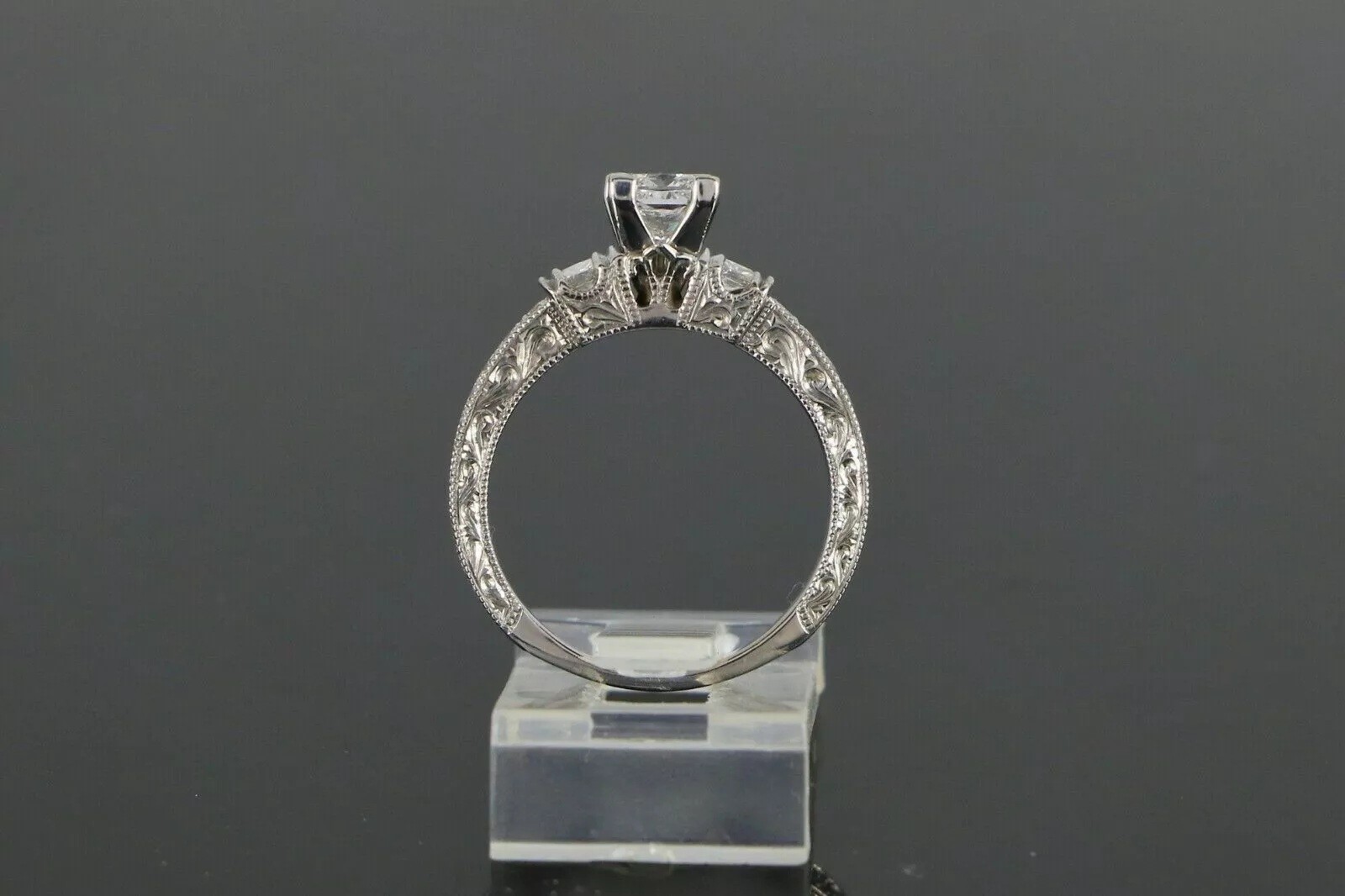 1/2 CT White Princess Cut Simulated Diamond Art Deco Antique Ring In 925 Silver