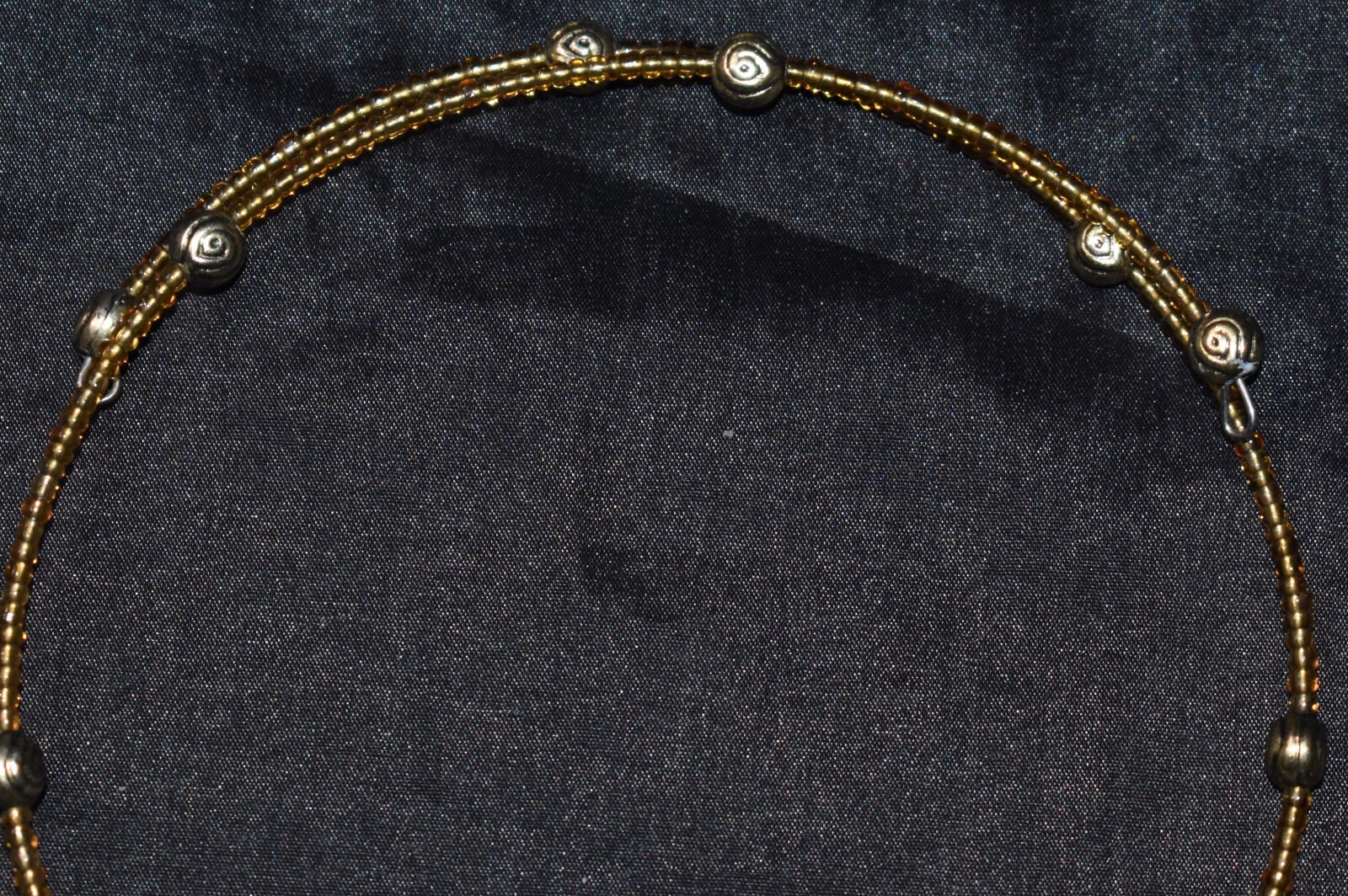 Vintage Beaded Memory Wire Choker Necklace Teardrop w/ Box Pendant Sharm