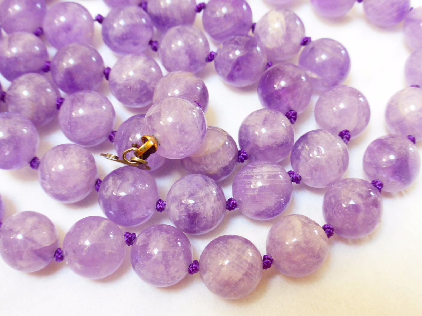 VINTAGE AMETHYST BEAD NECKLACE PENDANT 14kgf