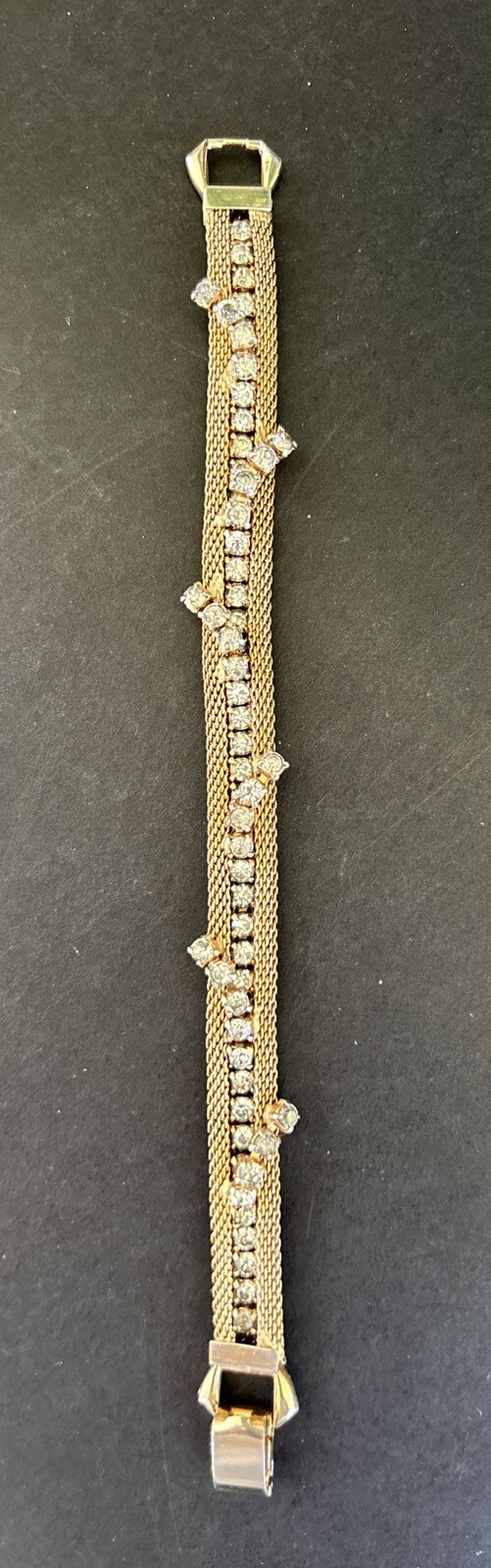 Vintage Jewels By Julio Gold Mesh Rhinestone Bracelet