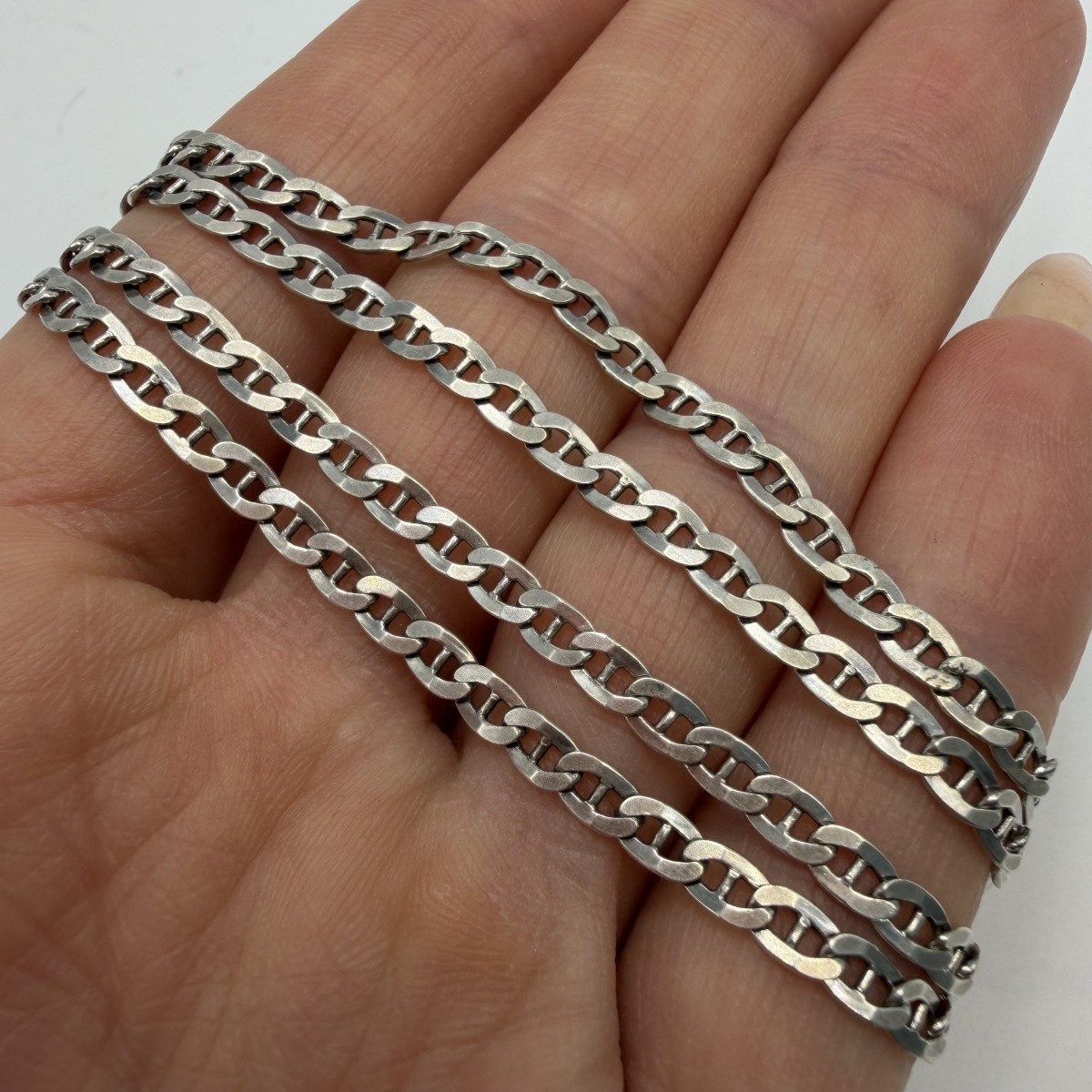 Vintage 925 Sterling Silver Mariner Chain Necklace Anchor Link Unisex 52cm