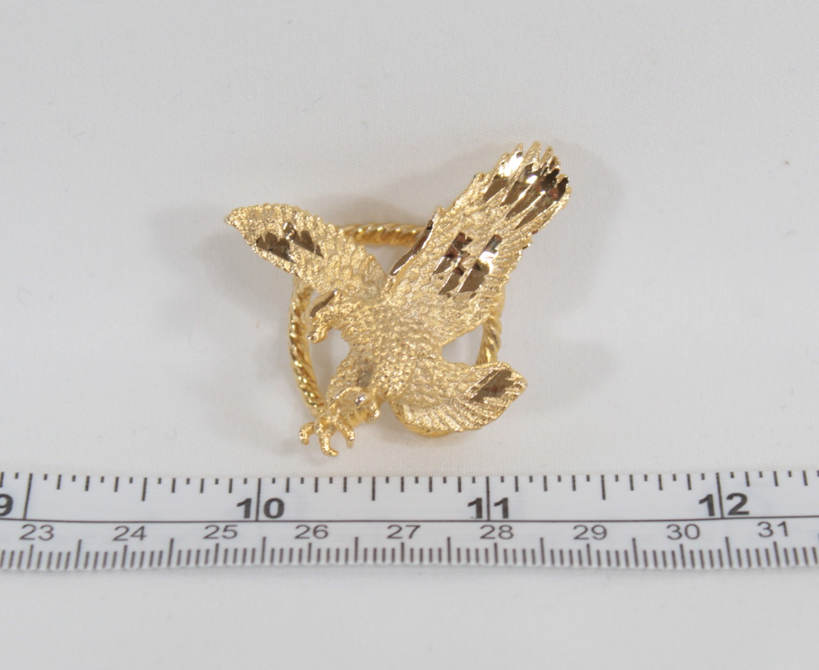 Flying Eagle Scarf Slide Gold Tone Patriotic Jewelry Bolo Beautiful! UNUSED