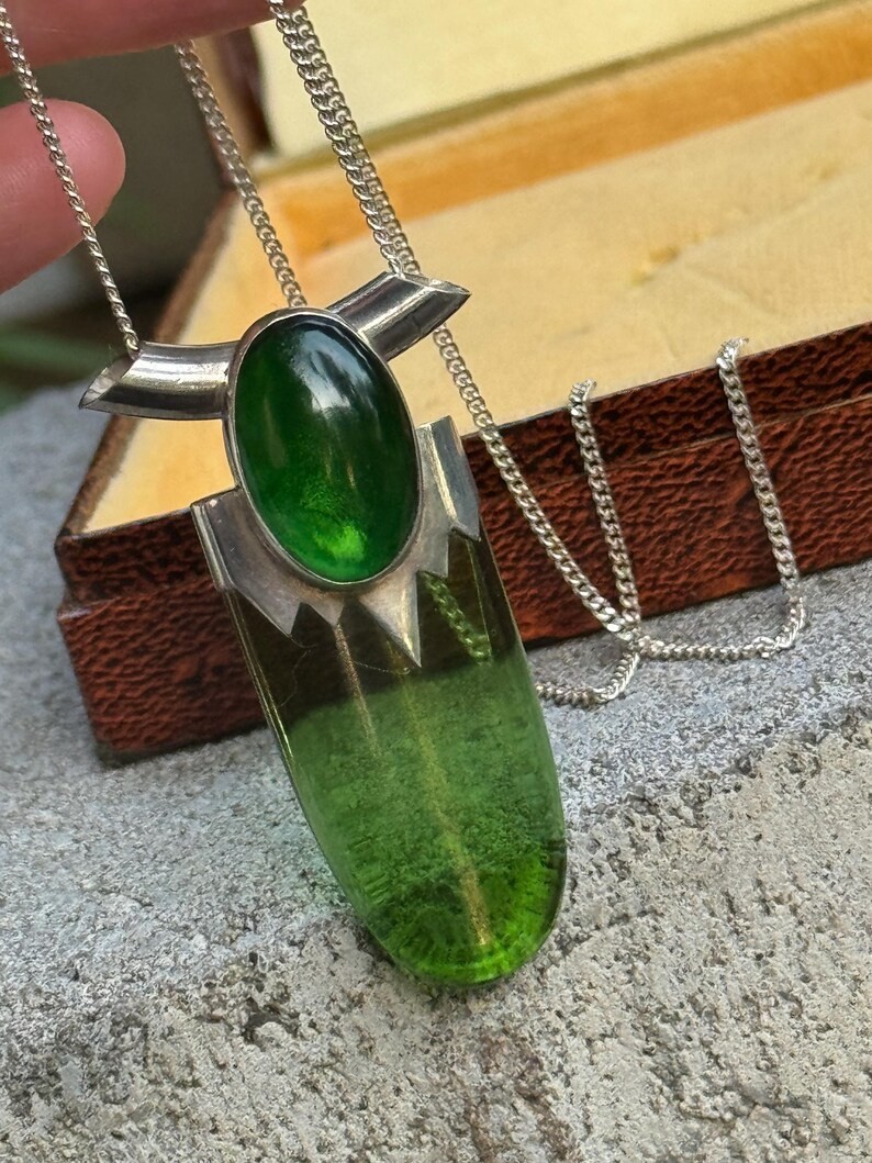 Vintage artisan necklace pendant 925 Sterling silver Art Deco Style