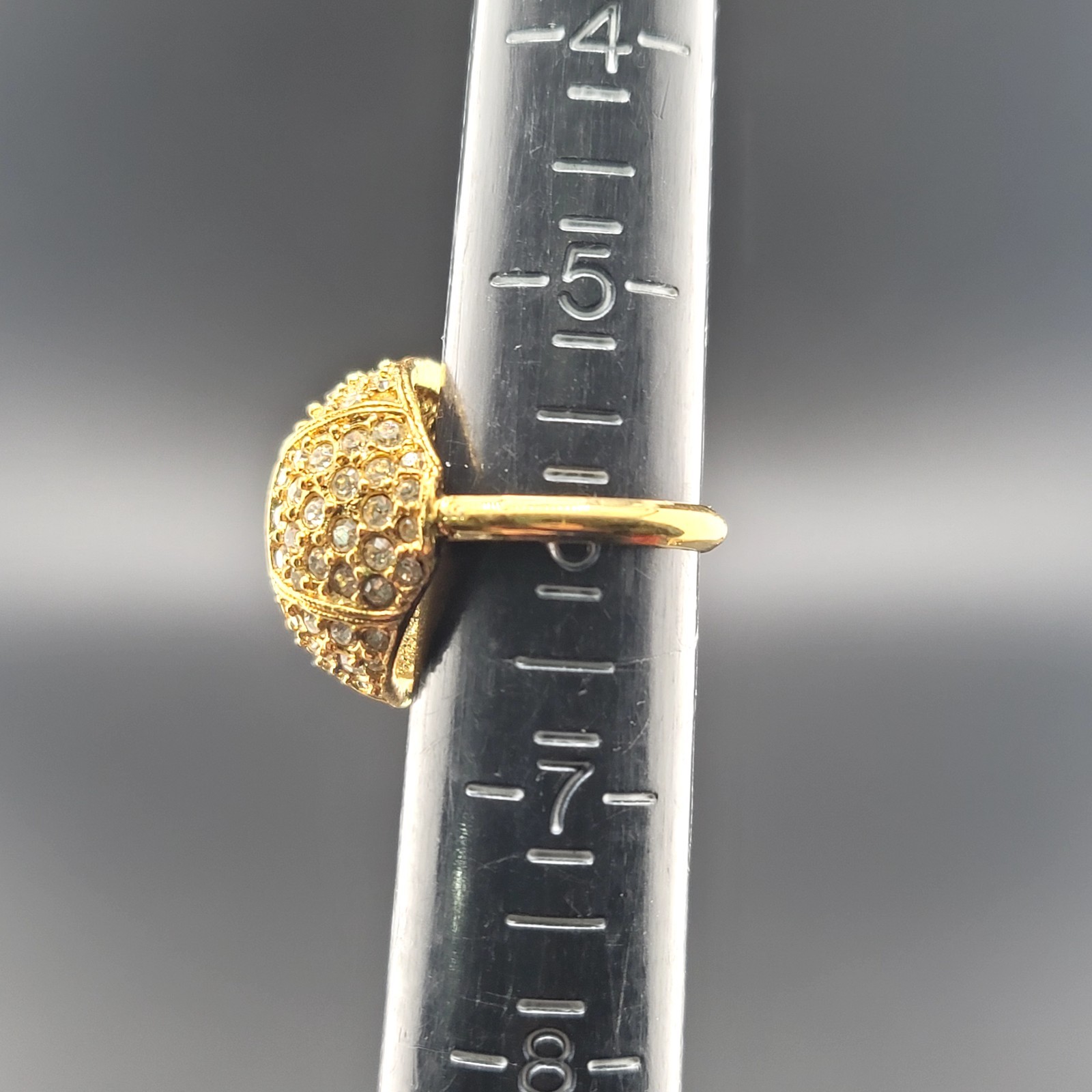 Vtg Sz 6 to 7.5 Ring Dome Honeycomb Cubic Zirconia Fashion Jewelry Size Bar