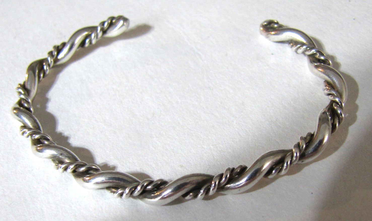 Vintage Sterling Silver Cuff Bracelet Minimalist Southwest Stackable Twist Rope