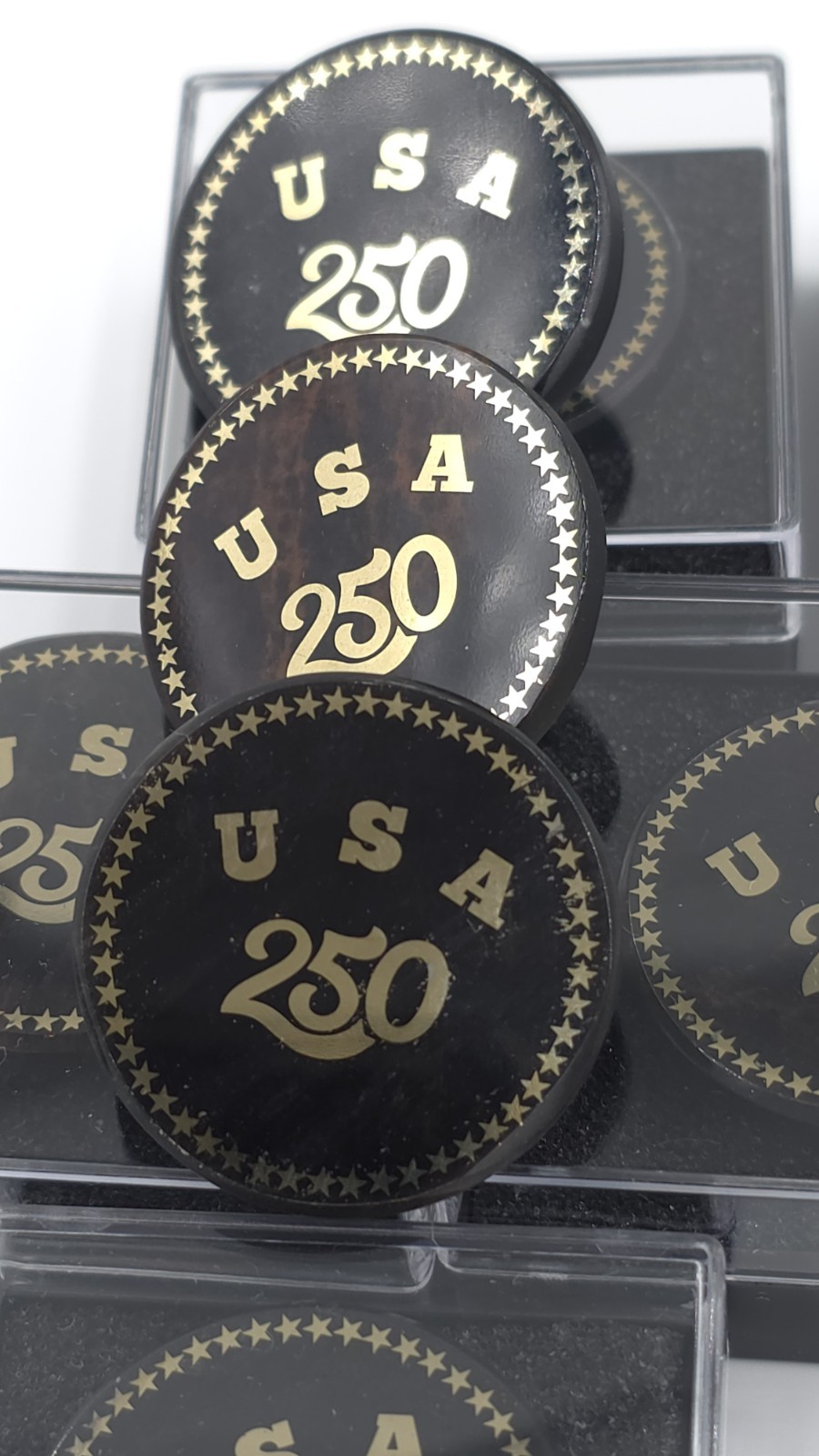 USA 250th Anniversary Obsidian Stone Commemorative Pin Badge 1.2″Limited Edition