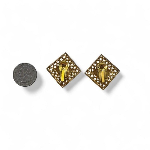 Vintage clip on Square gold and silver earrings