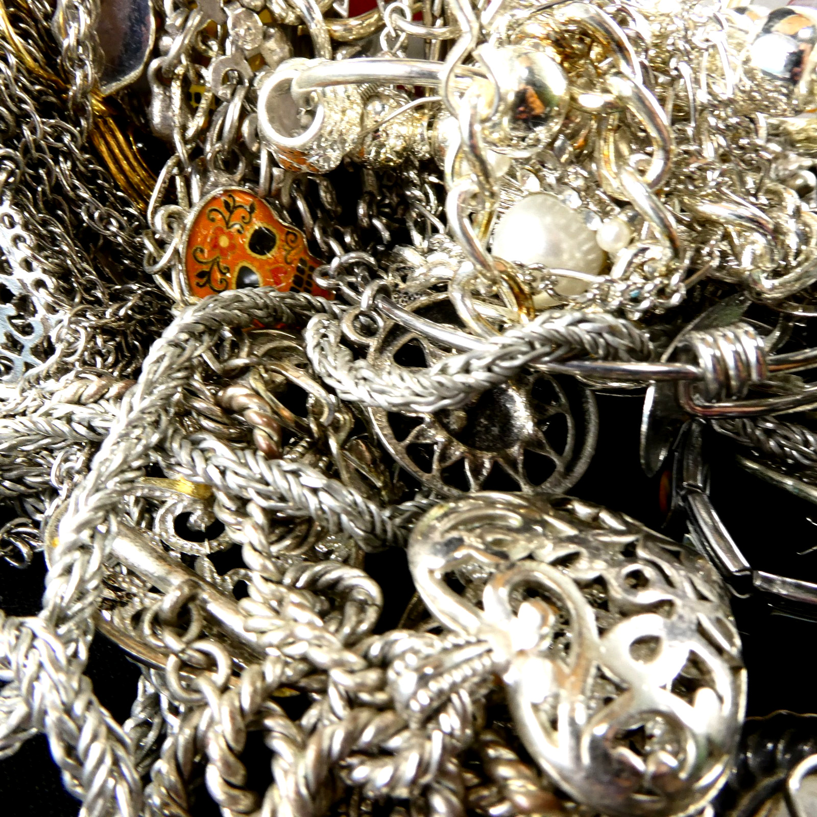 Vintage To Now ALL SILVER TONE Craft/Junk Jewelry Lot 3.1 B Redesign DIY Create