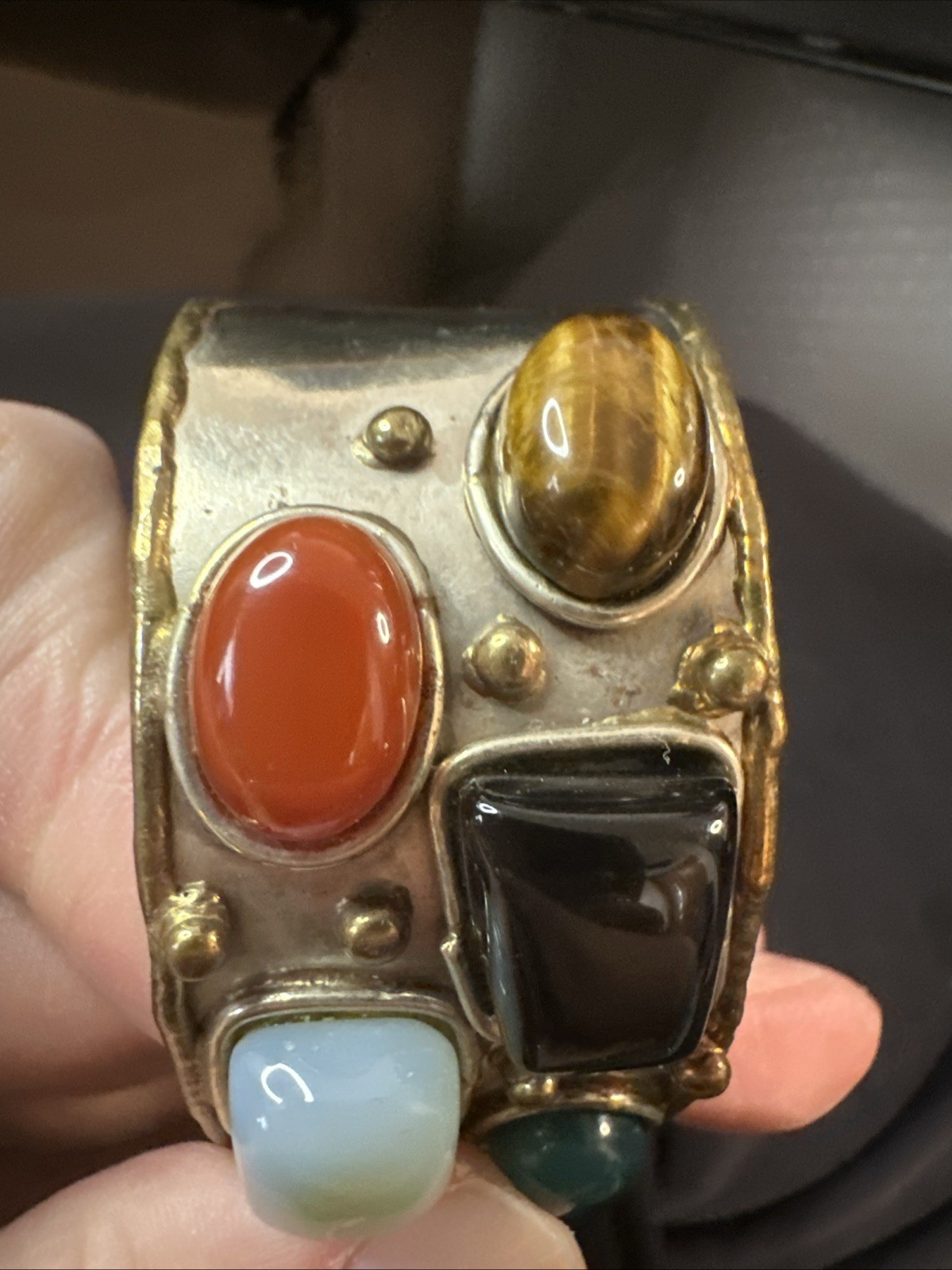 Vintage Multi Stone Cuff Bracelet ! Gorgeous!