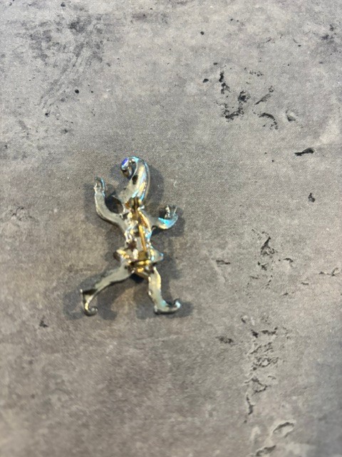 Brooch Pin Jewelry Clown Vintage Silver Tone Jester Elf Mardi Gras Figural