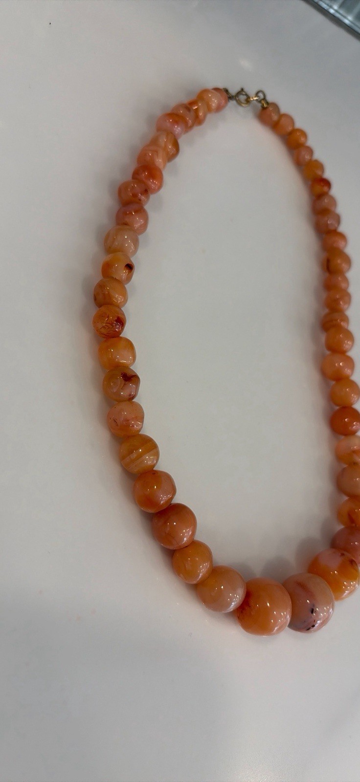 Vintage Peachy Orange Agate Necklace Beautiful Color Variations EUC