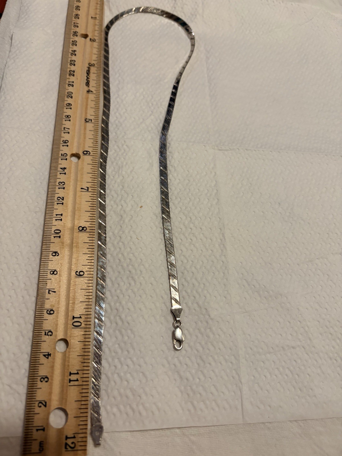 Vtg 925 SterSilver 24”-16g Awesome Herring Bone Necklace!