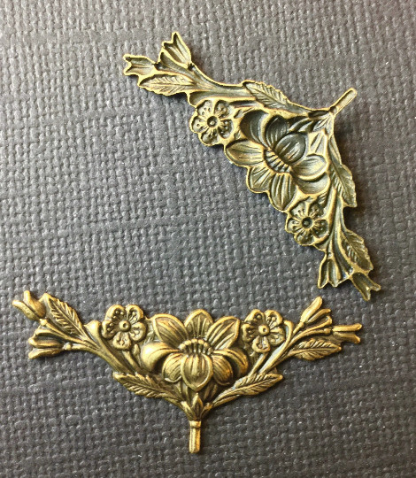 30803 2 Pc Brass Oxidized Victorian Floral Flourish Jewelry Finding