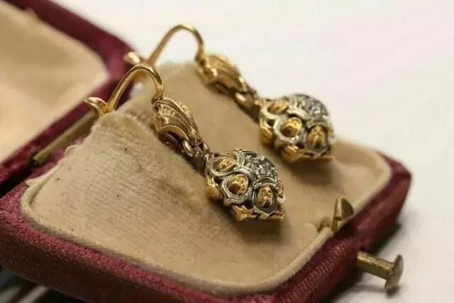 Round Moissanite 14K Yellow Gold Plated Vintage Dangle Engagement Women Earrings