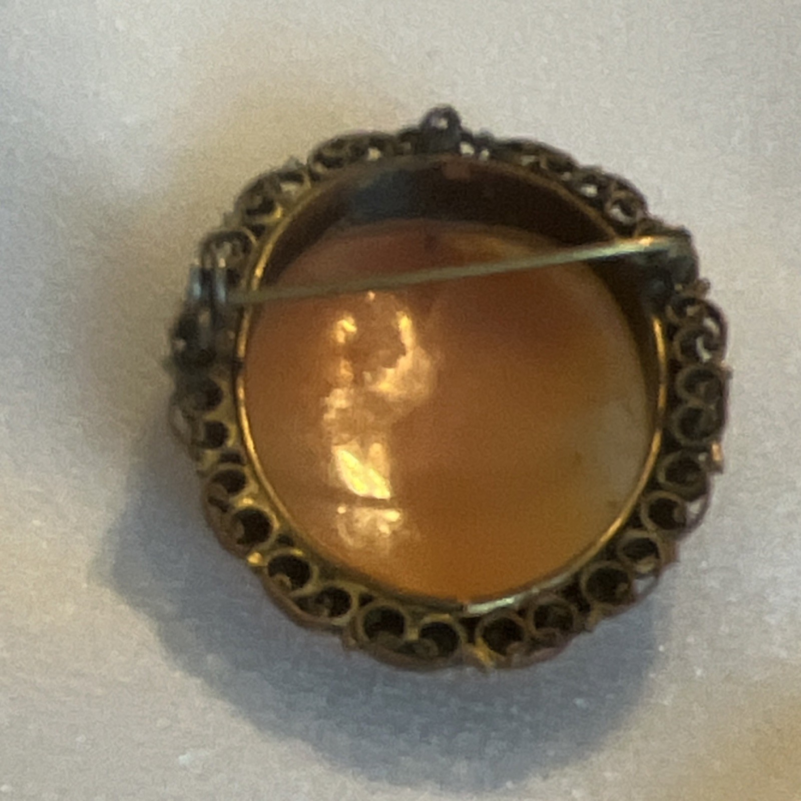 Vintage Hand craved Shell Cameo Brooch and Pin combo with filigree frame