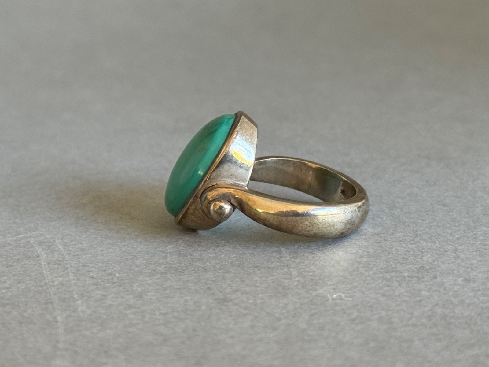 Vintage Unused Sterling Silver and Turquoise Hinged Ring Size 7 1/4