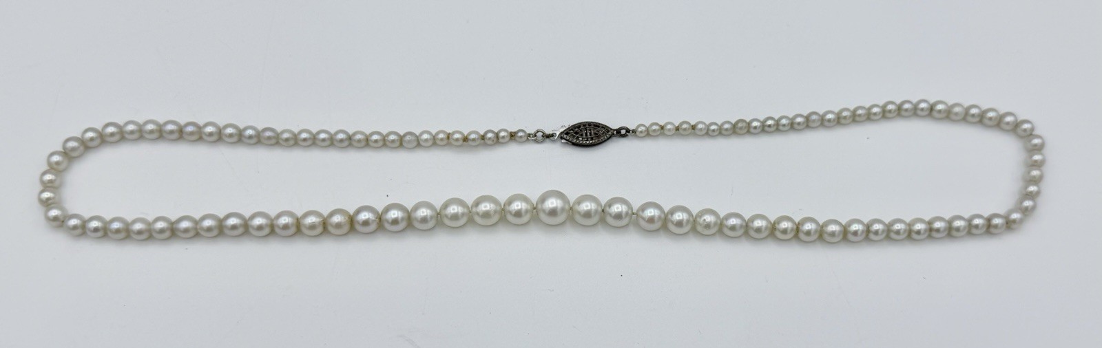 REGISTERED HELLER CULTURED PEARL NECKLACE GRADUATED 3-7 MM STERLING CLASP 17″